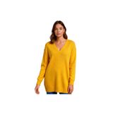 Miss Poem Kadın V Yakalı Uzun Oversize Sarı Triko Kazak, M/L