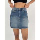 Miss Poem Kadın Yanları Taş Detaylı Mavi Denim Kot Etek - 36