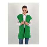 Miss Poem Kadın Yeşil Düğmesiz Cepli Uzun Triko Hırka, M/L