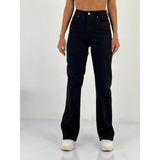 Miss Poem Kadın Yüksek Bel Bol Paça Jean Pantolon - Siyah - Regular Fit - 34