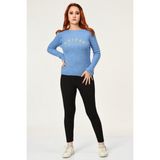 Miss Poem Önü El Işlemeli Kazak - Mavi Mavi - M/l - M - L