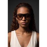 MissBella Eyewear - CHİLL Oversize Mask Güneş Gözlüğü Siyah Kalın Çerçeveli Kahve Cam