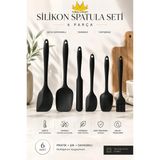 Missclean Siyah Isıya Dayanıklı Yanmaz Yapışmaz Silikon Spatula Seti 6 Parça Mutfak Gereçleri