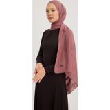 MıssColor Jakarlı Ekose Şifon Şal 70x180cm - Pudra