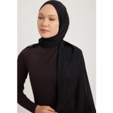 MıssColor Jakarlı Ekose Şifon Şal 70x180cm - Siyah