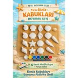 MİSSEHOME 16 Adet (3D) Deniz Kabuğu Figürlü Taş Boyama Seti Çocuk Gelişimi Etkinlik Seti Zoo Stone Painting
