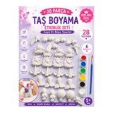 MİSSEHOME 28 Adet (3D) Unicorn Taş Boyama Figür Çocuk Gelişimi Boyama Etkinlik Seti Stone Painting Montessori