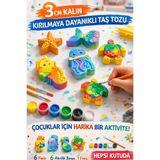MİSSEHOME 6 Adet (3D) Deniz Canlıları Taş Boyama Seti Çocuk Gelişimi Etkinlik Seti Zoo Stone Painting
