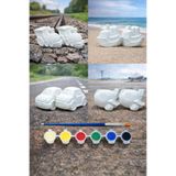MİSSEHOME 8 Adet (3D) Sevimli Taşıtlar Figürlü Taş Boyama Seti Çocuk Gelişimi Etkinlik Seti Stone Painting