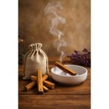 MİSSEHOME Palo Santo Tütsü Seti – 4 Adet Palo Santo (30-35 gr) ve Palo Santo Tütsülük (Beyaz) - Peru