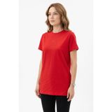 Missemramiss Pamuklu Nakışlı T-shirt Tunik, Kırmızı, 36 Beden, Kadın