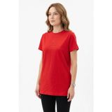 Missemramiss Pamuklu Nakışlı Tshirt Tunik 5360 Kırmızı