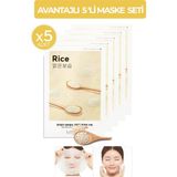 Missha Avantajlı Pirinç Özlü Aydınlatıcı ve Nemlendirici Yaprak Maske Seti (5ad) Airy Fit Sheet Mask Rice