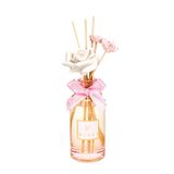 MİSSİ 180 ml Pembe Cam Şişe Çiçek Seramik Taş Bambu Çubuklu Garden Rose-Pudra Oda Kokusu