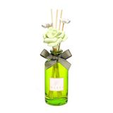 MİSSİ 180 ml Yeşil Cam Şişe Çiçek Seramik Taş Bambu Çubuklu Geceyarısı Çiçeği Oda Kokusu