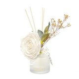 MİSSİ 200 ml Buzlu Cam Şişe Beyaz Gül Dekorlu White Jasmine Oda Kokusu