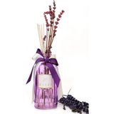 Missi 200 ml Mor Cam Şişe Doğal Çiçekli Bambu Çubuklu Lavanta Oda Kokusu