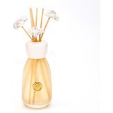 Missi 230 ml Ekru Seramik Çiçek Taş Çubuklu Beyaz Sabun Oda/banyo Kokusu - 1 Adet