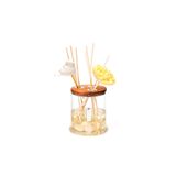 Missi 250 ml Dekorlu Oval Üfleme Cam Şişe Çiçek Ve Kuş Taş Çubuklu Amber Çiçeği Oda Kokusu