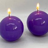 MİSSİ 2Lİ MOR TOP MUM SETİ (7 CM-8 CM)