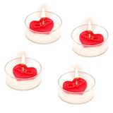 MİSSİ 4lü Kırmızı Kalp Dekorlu Tealight Mum Seti