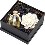 Missi 500 ml Özel El Kesimi Gold Çizgili Cam Seramik Çiçek Taşlı Oud Vanilya Oda Kokusu (Dekoratif Sıvama Kutulu) - 1 Adet