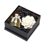 MİSSİ 500 ml Özel El Kesimi Gold Çizgili Cam Seramik Çiçek Taşlı Oud Vanilya Oda Kokusu (Dekoratif Sıvama Kutulu)