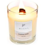 Missi Ahşap Fitilli Amber Çiçeği Kokulu Ekru Craklıng Vegan Mum (Çıtırtılı Mum)