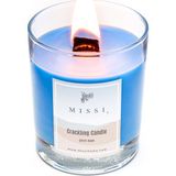 Missi Ahşap Fitilli Aqua Medıterıan Kokulu Mavi Craklıng Vegan Mum (Çıtırtılı Mum)