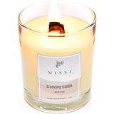 Missi Ahşap Fitilli Oud Vanilya Kokulu Ekru Çıtırtılı Vegan Mum (Crackling) - 1 Adet