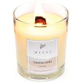 MİSSİ Ahşap Fitilli Oud Vanilya Kokulu Ekru Çıtırtılı Vegan Mum (Crackling)