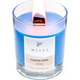 Missi Ahşap Fitilli Vanilya Sandal Kokulu Mavi Çıtırtılı Vegan Mum (Crackling)