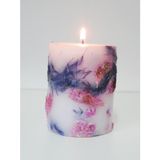 MİSSİ EL YAPIMI DOĞAL BİTKİLİ MOR-PEMBE MUM (9x7 CM)