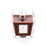 MİSSİ Kare Cam Ahşap Fitilli Dark Amber Kokulu Vegan Mum (8x8 cm)
