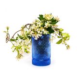 MİSSİ Saks Mavisi Diamond Cam Vazo/Mumluk (17 cm)
