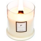 Missi Üfleme CamAhşap Fitilli Dark Amber Kokulu Vegan Mum(140 gr) - 1 Adet - Beyaz