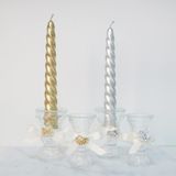 MİSSİ WEDDING 4LÜ GOLD VE GÜMÜŞ BURGULU ŞAMDAN MUM SETİ