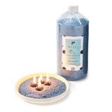 MİSSİ Yaratıcı İnci Tozu Aqua Mediterian Kokulu Mavi Renk Mum (30 adet fitil ile birlikte)-400 gr