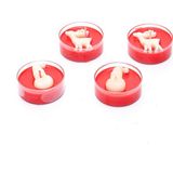 Missi Yılbaşı 4lü Spice Orange Kokulu Kırmızı Kardanadam ve Geyik Temalı Tealight Mum Seti - 1 Adet