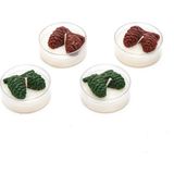 Missi Yılbaşı 4lü Spice Orange Kokulu Yeşil-Kahverengi Kozalak Dekorlu Tealight Mum Seti - Ekru - 1 Adet