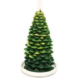 Missi Yılbaşı Dekoratif Büyük Yeşil Çamağacı Mum ve Seramik Mum Altlığı - 1 Adet