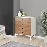 Missia Mobilya Torino Beyaz-Ceviz Şifonyer 4 Çekmeceli Modern Tasarım 73 cm Genişlik 81 cm Yükseklik