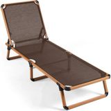 Missidea Alüminyum Katlanır ve Taşınır Şezlong Teak+Gold Black - Kahverengi