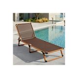 MISSIDEA Alüminyum Katlanır Ve Taşınır Şezlong Teak+Gold Black