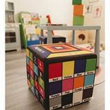 Missidea İngilizce Eğitici Küp Minder – 33x33 Cm | Çocuklar İçin İnteraktif Dil Gelişim Pufu Çok Renkli