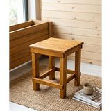 Missidea Kare Model Ahşap Tabure 30x30 Cm- Doğal, El İşçiliği, Modern Tabure Kahverengi
