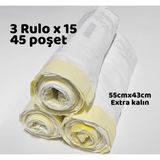 Missidea Otomatik Kedi Tuvaleti Uyumlu Büzgülü Atık Poşeti 135 Adet (3X45\\\'LI) 55X43 cm Dayanıklı Yedek Çöp Torbası