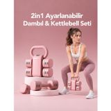 Missidea Relaxus Ayarlanabilir Pembe Modüler Kettlebell ve Dambıl Seti 5 kg Ev Fitness ve Güç Antrenman