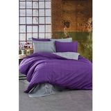 Misslindahome %100 Pamuklu Çift Kişilik Çift Taraflı Nevresim Takımı (Gri-Mor)