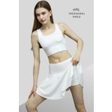 missmaral Beyaz Şortlu Etek Lastik Destekli Yüksek Bel Plaj Giyim Skirt With Shorts Beach Wear & Tennis 1101